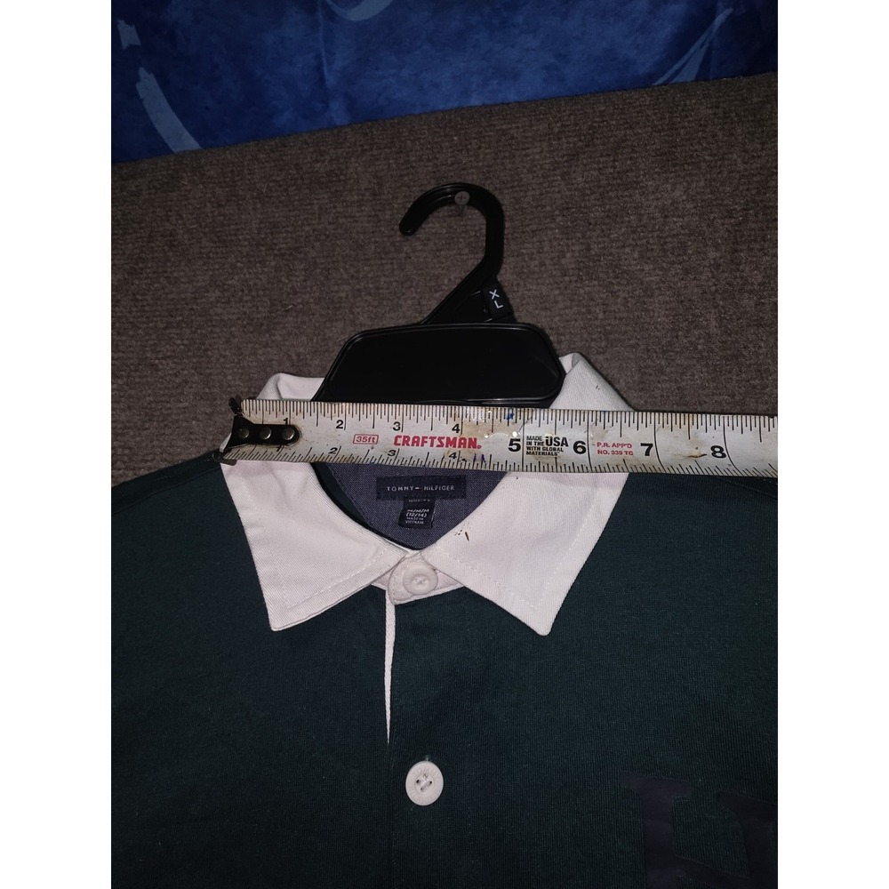 Tommy Hilfiger Boys Green Long Sleeve Rugby Shirt Size M 12-14 Logo Graphic - Picture 9 of 9